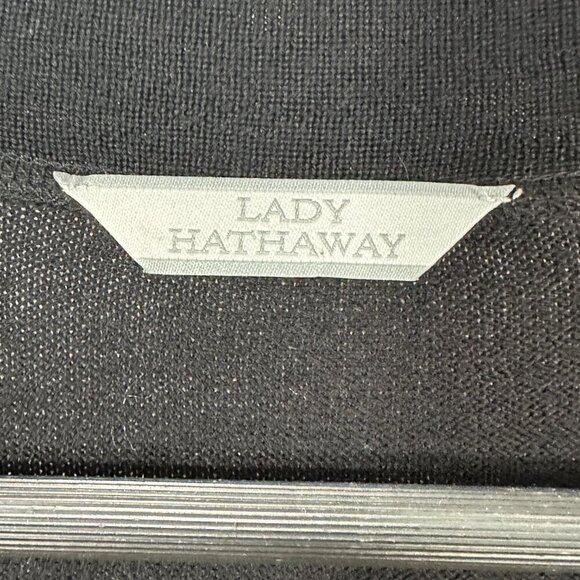 Lady Hathaway Sweater Womens Small Cardigan Black Merino Wool Long Sleeve Button - Picture 4 of 8